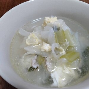 つるんとした食感が良い「鶏ささみと青梗菜のスープ」